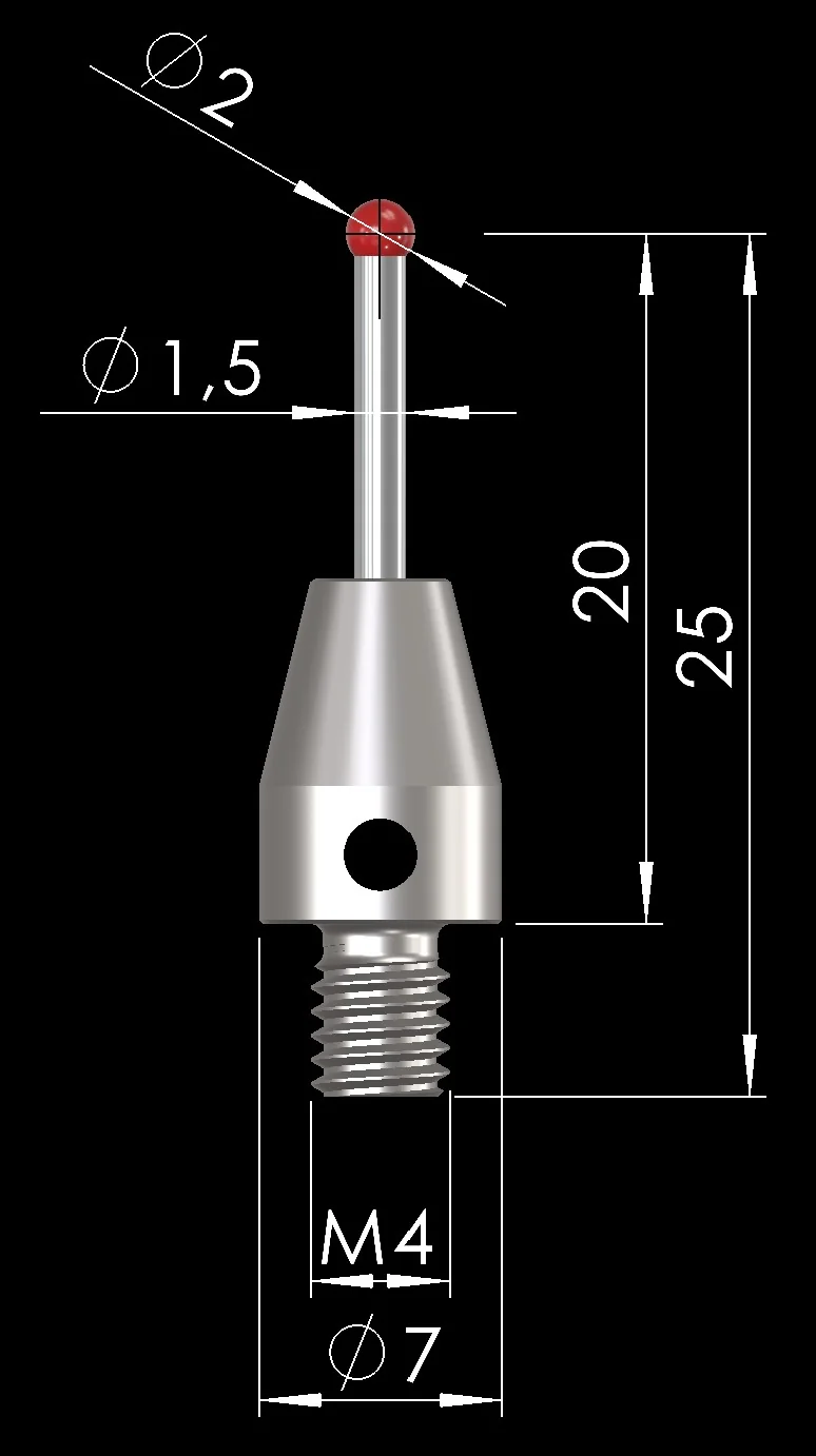 Ruby Stylus M4, D2x20 – Measuring stylus with ruby ball