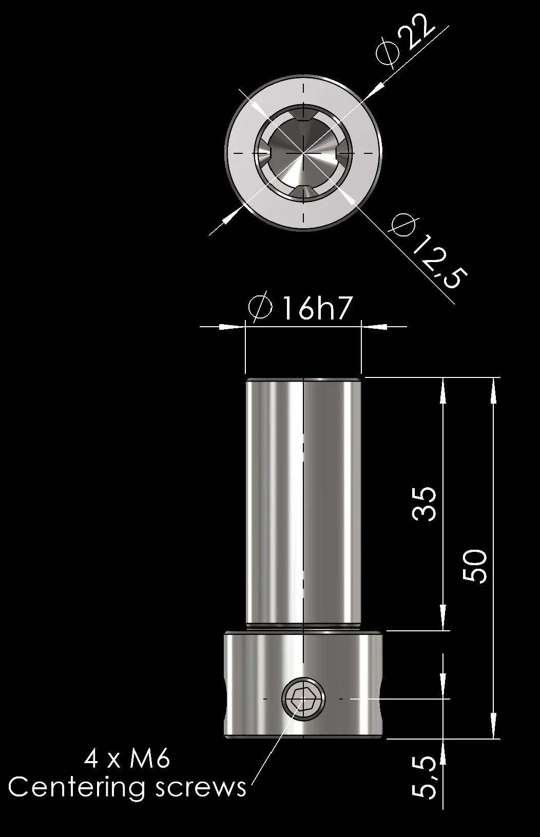 CS16 Clamping Shank – dimension drawing