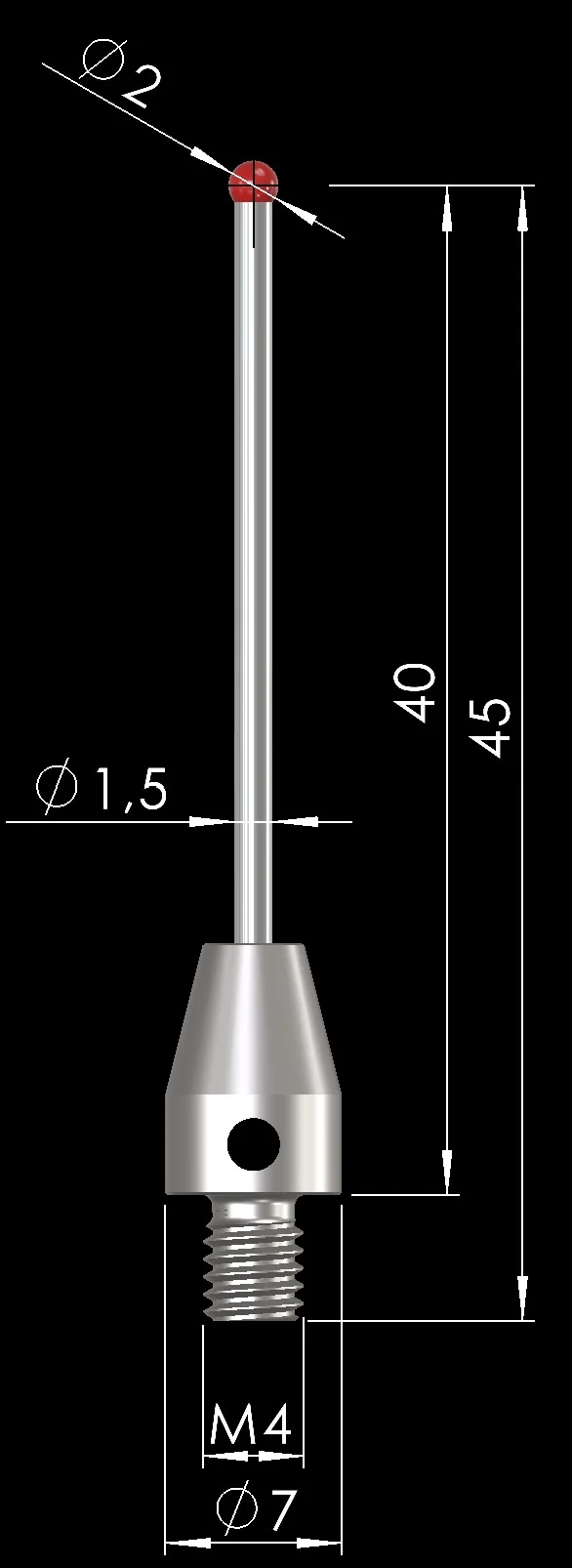 Ruby Stylus M4, D2x40 – Measuring stylus with ruby ball