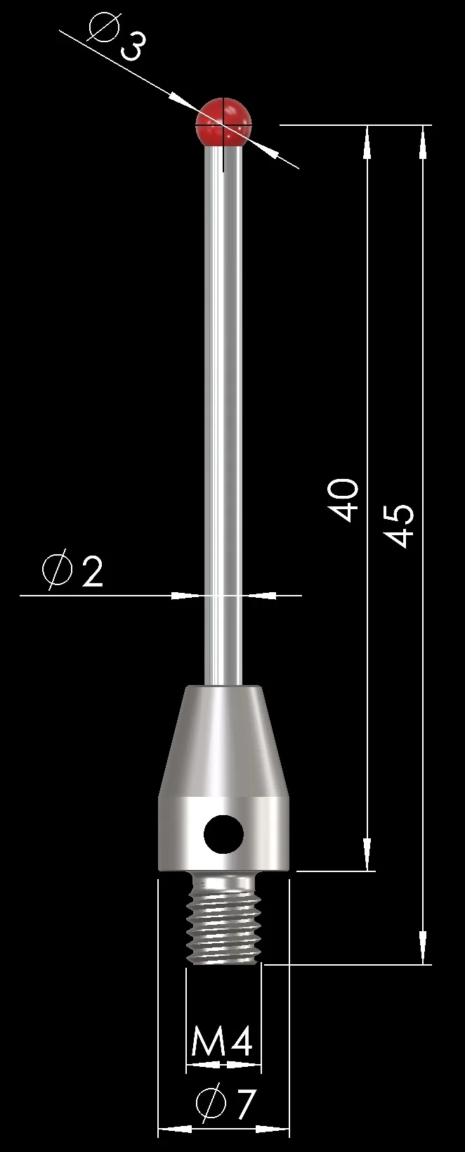 Ruby Stylus M4, D3x40 – Measuring stylus with ruby ball